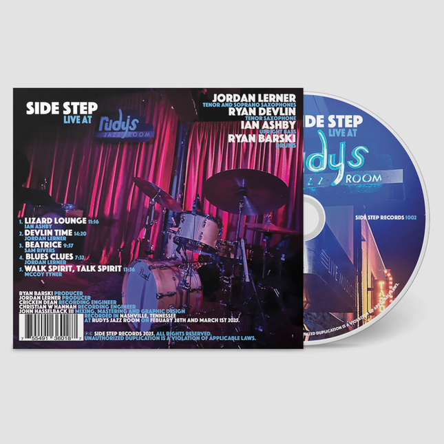 Side Step – Live at Rudy's CD back cover with tracklist