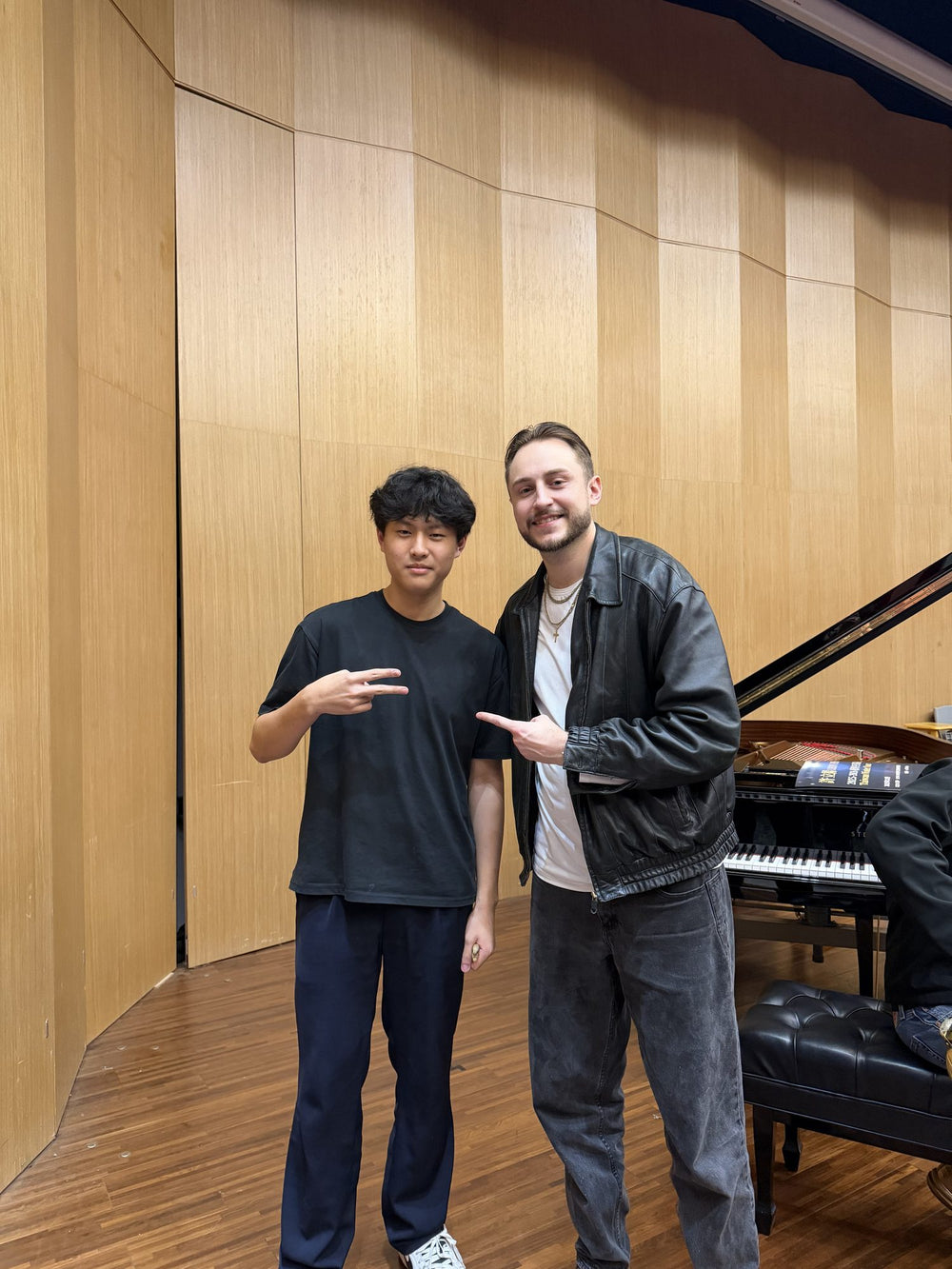Ryan Barski with students after a drum masterclass in Taiwan