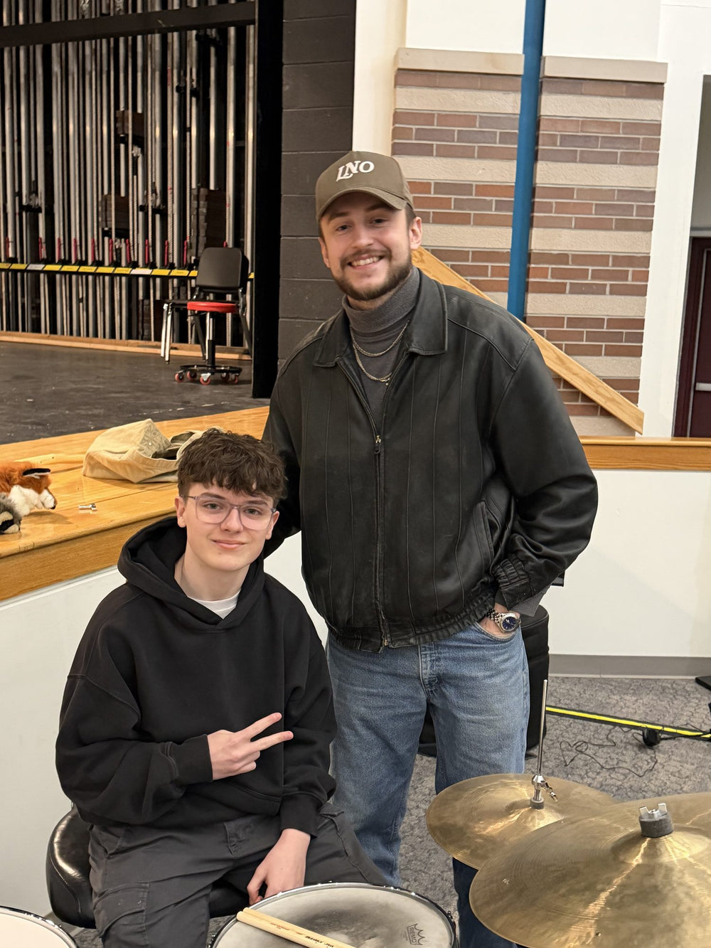 Ryan Barski with one of his drum students